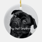 Niedliches Foto meines ersten Weihnachtshundes Keramik Ornament (Hinten)