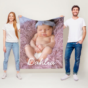 Niedliches Foto mit Name Baby Fleece Foto Blanket
