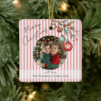 Niedliches Foto Rosa Streifen Wasserfarbe Frohe We Keramikornament