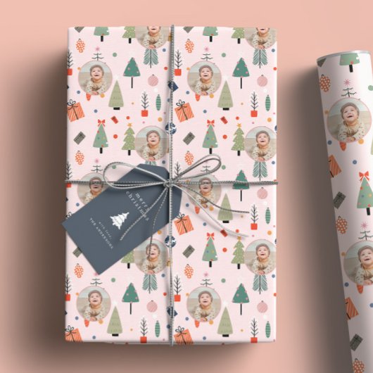 Niedliches Foto Rosa Weihnachten Geschenkpapier