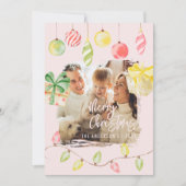 Niedliches Foto Rosa Weihnachtsfeiertag Feiertagskarte (Vorderseite)