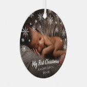 Niedliches Foto Snowflakes Baby Ornament Aus Metall (Vorderseite Rechts)
