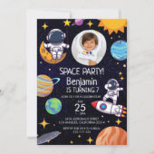Niedliches Foto Space Party jeden Geburtstag Einladung (Vorderseite)
