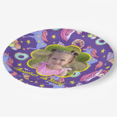 Niedliches Foto Unicorns, Donuts & Ice Creme Pappteller (Schrägansicht)