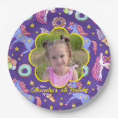 Niedliches Foto Unicorns, Donuts & Ice Creme Pappteller (Vorderseite)