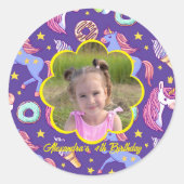 Niedliches Foto Unicorns, Donuts & Ice Creme Runder Aufkleber (Vorderseite)