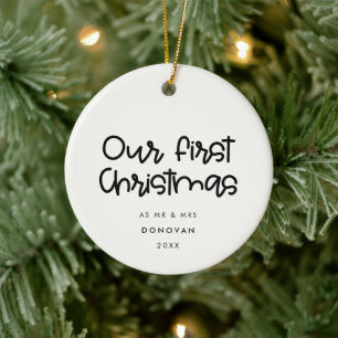 Niedliches Foto Unser erstes Weihnachtsfest Keramik Ornament
