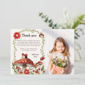 Niedliches Foto Unser kleines Ladybug Mädchen Gebu Dankeskarte (Stehend Vorderseite)