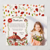 Niedliches Foto Unser kleines Ladybug Mädchen Gebu Dankeskarte (Vorne/Hinten)