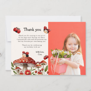 Niedliches Foto Unser kleines Ladybug Mädchen Gebu Dankeskarte