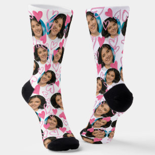 Niedliches Foto von Girlfriend zu Boyfriend Pink H Socken