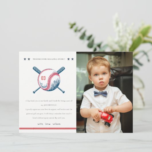 Niedliches Foto von Marinebastian Basketball Gebur Dankeskarte (Stehend Vorderseite)