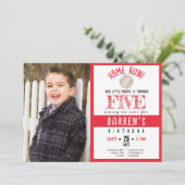 Niedliches Foto Wasserfarbe Baseball Geburtstag Einladung (Stehend Vorderseite)