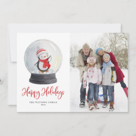 Niedliches Foto Wasserfarbe Pinguin Snow Globe Feiertagskarte