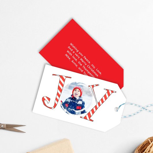 Niedliches Foto Weihnachten Freude Typografie Cust Geschenkanhänger