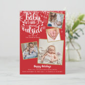 Niedliches Foto Weihnachtsfeiertag Geburtserklärun Feiertagskarte (Stehend Vorderseite)