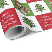 Niedliches Foto Weihnachtsmannmütze Rot Grün Geschenkpapier (Rolleneckpunkt)