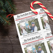 Niedliches Foto Whimsical Zeitung Candy Cane Print Kleiner Weihnachtsstrumpf