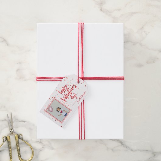 Niedliches Foto "White and Red Hearts" Geschenkanhänger (Mit Garn)