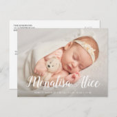 niedliches Foto zur Ankündigung der Geburt Postkarte (Vorne/Hinten)