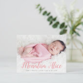 niedliches Foto zur Ankündigung von Geburten für K Postkarte (Stehend Vorderseite)
