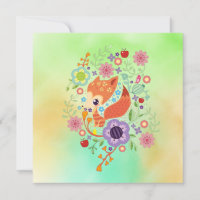 Niedliches Fox Baby Art Tier mit Blumenbezug