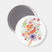 Niedliches Fox Baby Art Tier mit Blumenbezug Magnet (Vorderseite/Rückseite)
