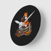 Niedliches Fox Book Reading Animal Runde Wanduhr (Winkel)