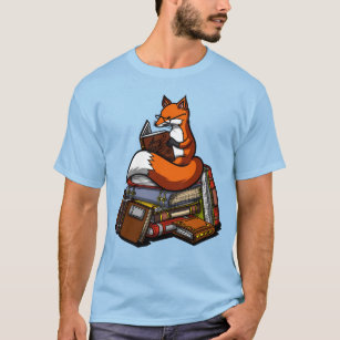 Niedliches Fox Book Reading Animal T-Shirt