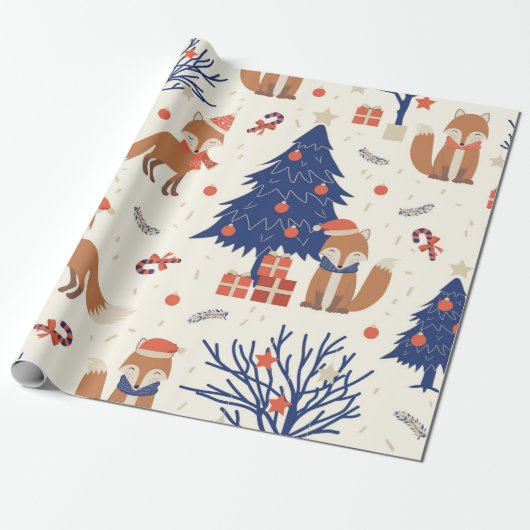 Niedliches Fox-Muster Geschenkpapier (Ungerollt)