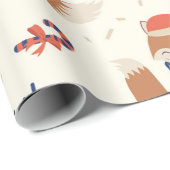 Niedliches Fox-Muster Geschenkpapier (Rolleneckpunkt)