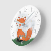 Niedliches Fox Personalisiertes Geschlecht neutral Runde Wanduhr (Winkel)