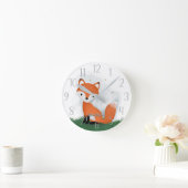 Niedliches Fox Personalisiertes Geschlecht neutral Runde Wanduhr (Zuhause)