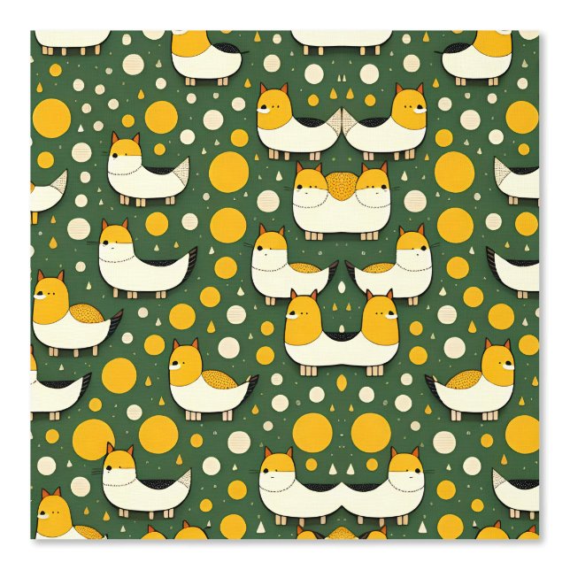 Niedliches Fox- und Circle-Muster auf Grün Tapete (Vorderseite)