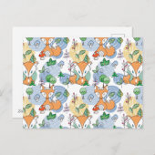 Niedliches Foxmuster Feiertagspostkarte (Vorne/Hinten)