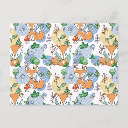 Niedliches Foxmuster Feiertagspostkarte (Vorderseite)