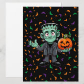 Niedliches Frankensteins Monster mit Fledermäusen/ Feiertagskarte (Vorne/Hinten)