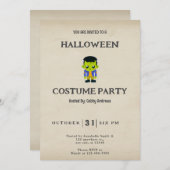 Niedliches Frankensteins Vintages Halloween Einladung (Vorne/Hinten)