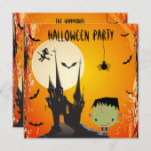 Niedliches Frankie & Castle Halloween-Party Einladung (Vorne/Hinten)