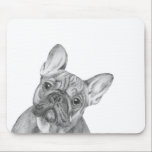 Niedliches französische Bulldogge mousemat Mousepad<br><div class="desc">Herrliches französische Bulldogge mousemat mit einem Druck eines ursprünglichen Graphitbleistifts,  der durch Tracy Stein zeichnet.</div>