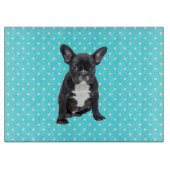 Niedliches französisches Bulldog Blue Polka Dots C Schneidebrett (Vorderseite)