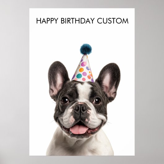 Niedliches französisches Bulldog Custom Geburtstag Poster (Vorne)