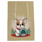 Niedliches französisches Bulldog Funny Happy New Y Mittlere Geschenktüte (Rückseite)