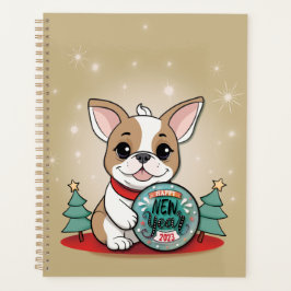 Niedliches französisches Bulldog Funny Happy New Y Planer
