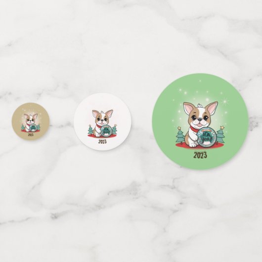 Niedliches französisches Bulldog Funny Silvester P Konfetti (Rückseiten)