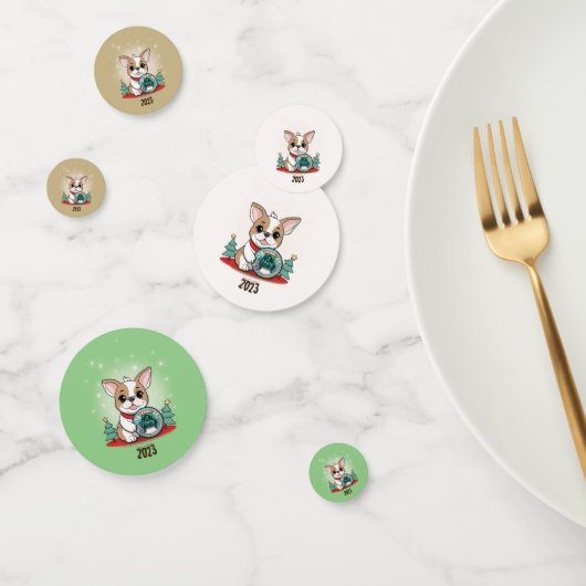 Niedliches französisches Bulldog Funny Silvester P Konfetti (Gruppe)