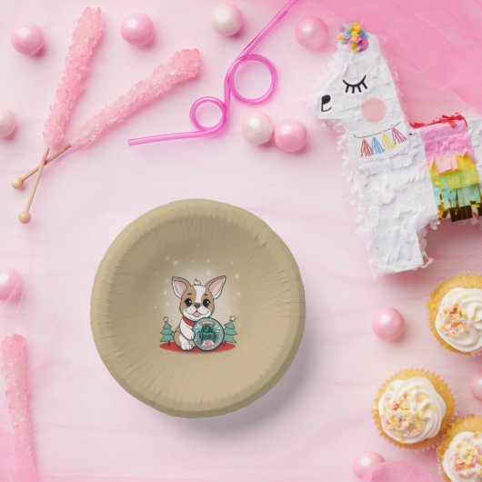 Niedliches französisches Bulldog Funny Silvester P Pappteller (Party)