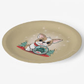 Niedliches französisches Bulldog Funny Silvester P Pappteller (Schrägansicht)