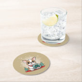 Niedliches französisches Bulldog Funny Silvester P Runder Pappuntersetzer (Vor Ort)