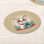 Niedliches französisches Bulldog Funny Silvester P Runder Pappuntersetzer (Angewinkelt)